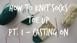 How to Knit Toe Up Socks  Part 1 Casting on [upl. by Aicilegna]