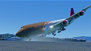 Impossible Landing Boeing 747 at Gibraltar Airport  MFS2020 [upl. by Maude221]