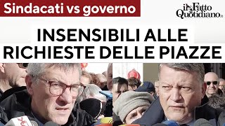 Sindacati delusi dal governo Bombardieri Uil quotInsensibilità alle richieste delle piazze” [upl. by Waiter]