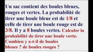 Calcul de probabilités et arbre pondéré simple [upl. by Eciralc]