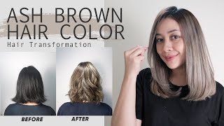 Ash Brown Hair Color Transformation  Foilayage Hair Technique [upl. by Weber]