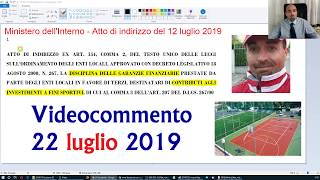 Impianti sportivi e mutui  Atto di indirizzo Mininterno 2272019 [upl. by Eberta]