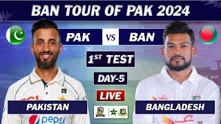 PAKISTAN vs BANGLADESH 1st TEST DAY 5 LIVE COMMENTARY  PAK vs BAN TEST MATCH LIVE 2024 [upl. by Nicki]