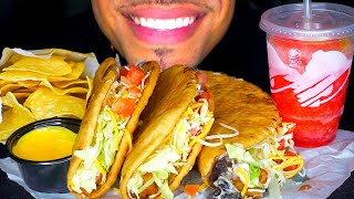 ASMR TACO BELL JERRY CHALUPAS SOUR CREAM NACHOS CHIPS CHEESE SAUCE NEW FREEZE DRINK MUKBANG REVIEW [upl. by Cadmarr96]