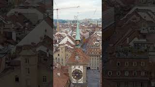 Vertical video Bern Switzerland The famous Zytglogge tower Panorama of the city with a view o [upl. by Dustman]