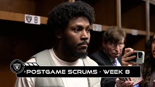 Josh Jacobs Maxx Crosby and Jakobi Meyers Postgame Media  Week 8 vs Lions [upl. by York]