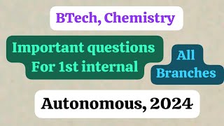 Engineering Chemistry Important Questions Autonomous chemistry importantquestions 2024 [upl. by Joshua]