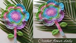 DIY crochet flower doily easy tutorial crochetcostercrochetdoilycrochetthalposhcrochettablemat [upl. by Eekorehc690]