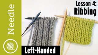 How to Knit  Ribbing 1x1 and 2x2  Lesson 4 Left Handed [upl. by Dyan]