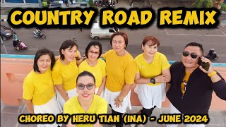 Country Road Remix Line Dance  Choreo by Heru Tian INA  June 2024 herutianlinedance1398 [upl. by Ecnarretal]