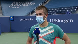 Borna Coric quotI felt like I had absolutely no chancequot  US Open 2020 Interview [upl. by Keldah]