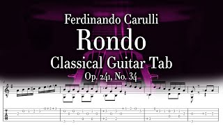 Carulli  Rondo  Op241 No34  Classical Guitar Tab [upl. by Hardej]