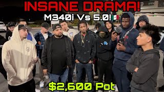 INSANE DRAMA M340i Vs 50 2600 Pot BMW Ford Mustang [upl. by Malinowski162]