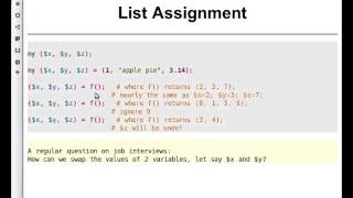 Beginner Perl Maven tutorial 42  list assignment [upl. by Fuhrman]