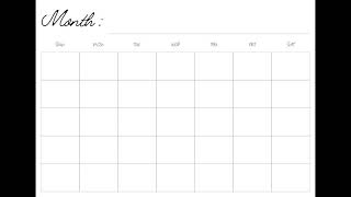 Free Printable Blank Monthly Calendar Minimalist Template Digital Calendar A4A5Letter SunMon [upl. by Hairaza]