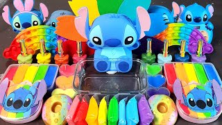 ASMR stitch RAINBOW Slime Mixing MakeupParts Glitter Into SlimeASMRsatisfyingslime [upl. by Enitnemelc]