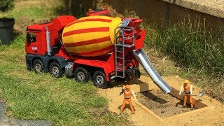 BRUDER TOYS cement mixer WORKS at the construction site  Kids video  Learn toys [upl. by Shamrao303]