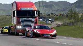 Rimac Nevera 2022 vs Tractor Trucks vs Sports Cars at Highlands [upl. by Gnemgnok469]