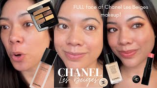 NEW FULL FACE OF CHANEL LES BEIGES MAKEUP Chanel Les Beiges Foundation Blush Eyeshadow Palette [upl. by Hacker504]