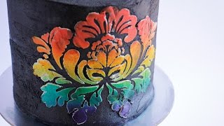 Rainbow Stencil Work on Buttercream Cake Tutorial Rosies Dessert Spot [upl. by Varipapa141]