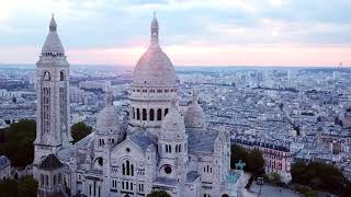 Aerial Sacre Coeur Basilica 4K Tour  Sunrise Montmartre Paris Drone View  Incredible France [upl. by Waugh]