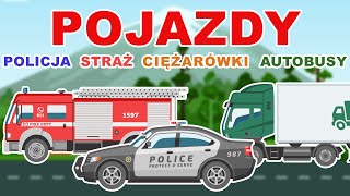 Samochody bajka dla dzieci  Policja  Straż pożarna  Ciężarówka  Autobus  KIDSOLANDIA TV [upl. by Zilvia]