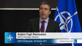 NATO Secretary Generals monthly press briefing 03 Oct 2011 Part 12 [upl. by Atirabrab]