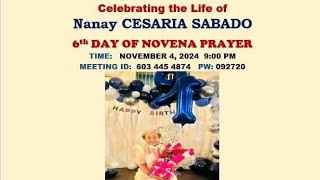 Day 6th Novena prayer of Nanay Cesaria Nanay NidaLacambra [upl. by Bekha]