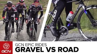 Gravel Bike vs Road Bike  Whats The Difference GCNs Epic Gravel Ride [upl. by Aerdma]