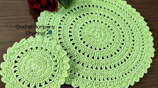 كروشيه مفرش دائرى  Crochet Tablecloth [upl. by Engracia]