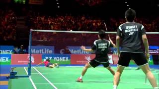 Badminton Highlights  Ahsan amp Setiawan vs Endo amp Hayakawa  All England 2014 MD Finals [upl. by Lemhar]