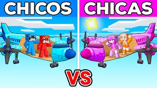 CHICOS vs CHICAS BASE SECRETA AVIÓN en Minecraft [upl. by Sofia]