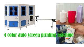 4 Color Full Automatic Screen Printing Machine for Plastic Bottle Printing [upl. by Alidus732]