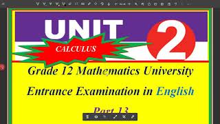 Grade 12 Math Entrance Exam in English Calculus part 13 [upl. by Colombi]