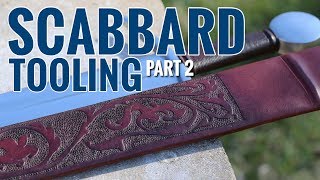 Medieval Scabbard No3 Carving and Staining [upl. by Dymoke916]