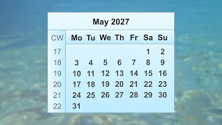 May 2027 Calendar [upl. by Airan]