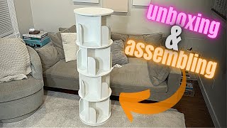 Unboxing amp Assembling the Aheaplus Rotating Bookshelf [upl. by Ahsiekahs783]