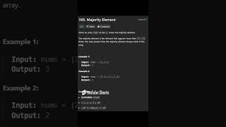 LeetCode 169 Majority Element leetcode coding datastructure python algorithm [upl. by Mossolb]