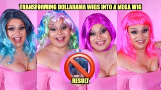 TRANSFORMING DOLLARAMA WIGS INTO A MEGA WIG [upl. by Arela]