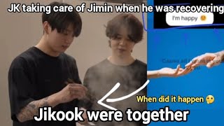 Jikook moments Jungkook taking care of Jimin when he was recovering [upl. by Nyrac600]