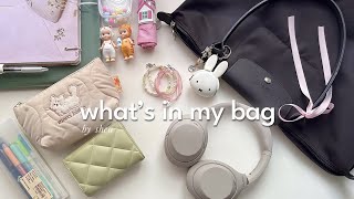 what’s in my bag 2024  my daily essentials for college and work 🎧 ˖ ꒰ functional amp cute ꒱ [upl. by Anelim]