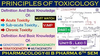 Principles of Toxicology  Acute  Sub acute amp Chronic Toxicity I Genotoxicity  pharmacology  U5 [upl. by Einavoj866]