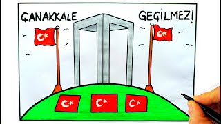 18 Mart Çanakkale Zaferi Resmi Çizimi  Şehitler Anıtı Resmi Çizimi  Çanakkale Zaferi İle Çizimler [upl. by Ahselyt334]