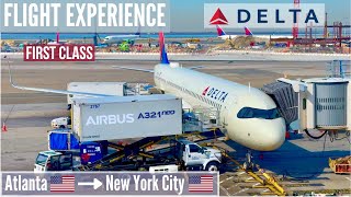 🇺🇸 FLIGHT EXPERIENCE Delta Air Lines Airbus A321NEO Atlanta → New York JFK FIRST CLASS [upl. by Lesoj159]