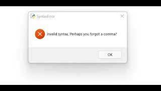 Invalid syntax  perhaps you forgot a comma Error n Python  Aryadrj  IT [upl. by Conant452]