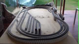 8 x 4 HO Model train layout with flyover Part 2 [upl. by Eelsnia]