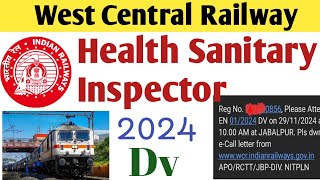 WCR Health Sanitary Inspector Vacancy 2024  Dv For Apprentice  Indian Railway latest Job [upl. by Ettesyl]