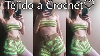 Top y Short tejido a crochet conjunto tipo Brasileño [upl. by Yahsel]