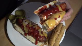 ASMR  CHEDDAR HOTDOGS EATING SOUNDS [upl. by Kolk]