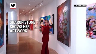 Sharon Stone shows her artwork [upl. by Shimberg194]